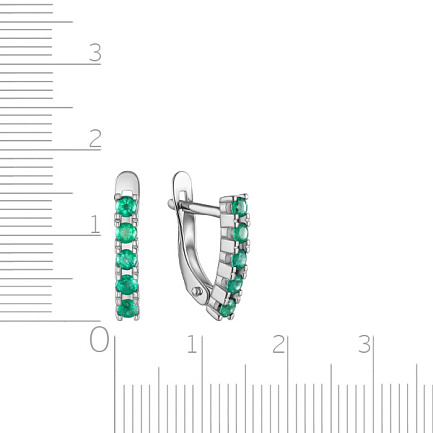 Серьги с английским замком из белого золота с изумрудами