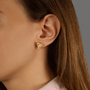 Серьги Пусеты из желтого золота с бриллиантами