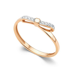 Кольцо из красного золота с бриллиантом