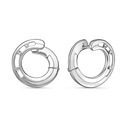 Серьги с английским замком из белого золота с бриллиантами