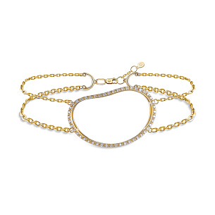 Браслет декоративный из желтого золота с бриллиантом, плетение якорное