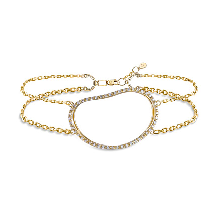 Браслет декоративный из желтого золота с бриллиантами, плетение якорное