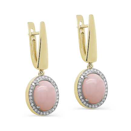 Серьги с английским замком из желтого золота с бриллиантами