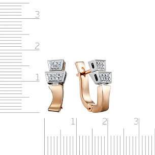 Серьги с английским замком из красного золота с бриллиантами