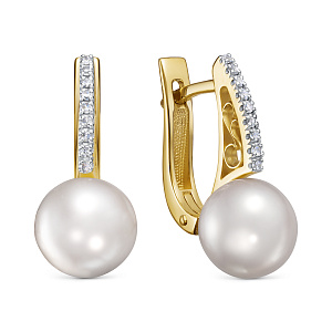 Серьги с английским замком из желтого золота с бриллиантами