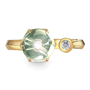 Кольцо из желтого золота с бриллиантами, аметистом