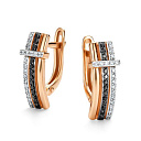 Серьги с английским замком из красного золота с бриллиантами