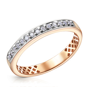 Кольцо обручальное из красного золота с бриллиантом