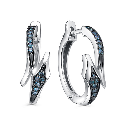 Серьги с английским замком из белого золота с бриллиантами