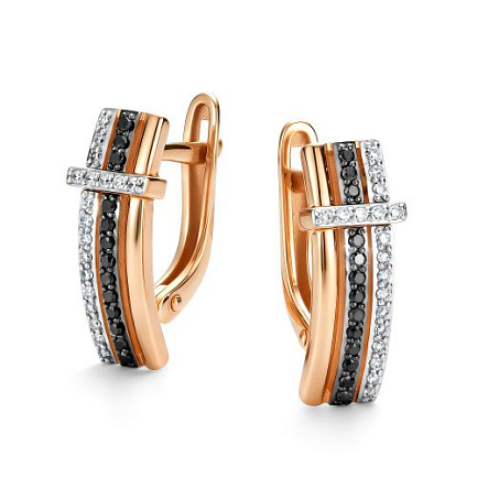 Серьги с английским замком из красного золота с бриллиантами