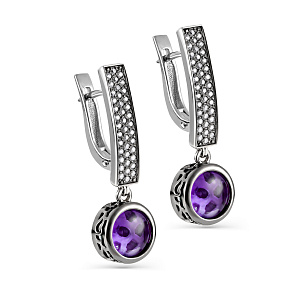 Серьги с английским замком из серебра с ситалом