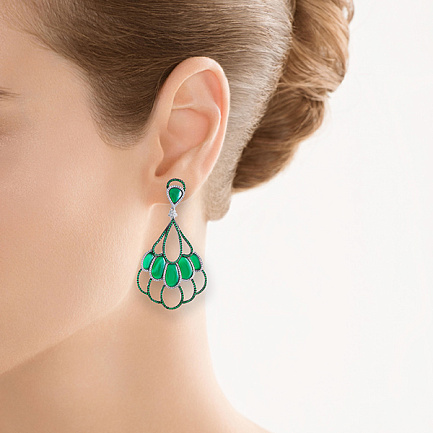 Серьги из серебра с агатом, фианитом