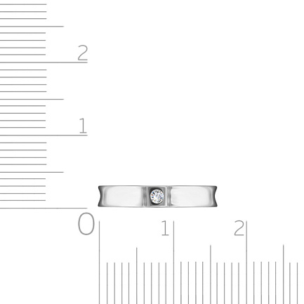 Кольцо обручальное из белого золота с бриллиантом
