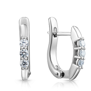 Серьги с английским замком из белого золота с бриллиантами