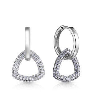 Серьги с английским замком из серебра с фианитом