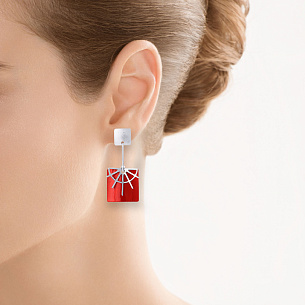 Пусеты из серебра с эмалью