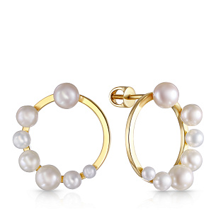 Пусеты из желтого золота с жемчугом