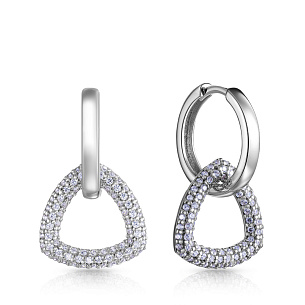 Серьги с английским замком из серебра с фианитом