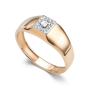 Кольцо из красного золота с бриллиантом