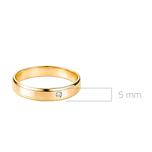 Кольцо обручальное из желтого золота с бриллиантом