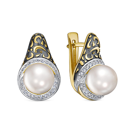 Серьги с английским замком из желтого золота с бриллиантами