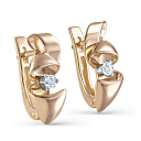 Серьги с английским замком из желтого золота с бриллиантами