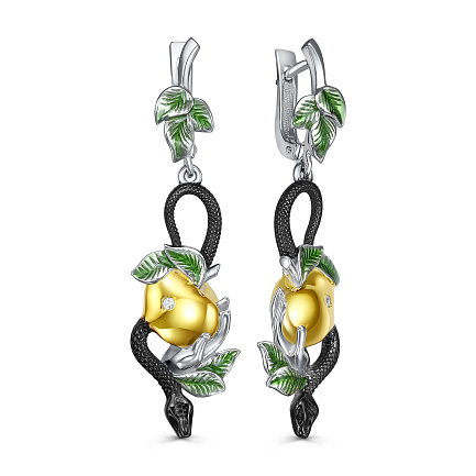 Серьги с английским замком из серебра с фианитами