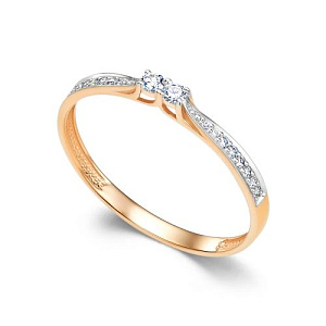 Кольцо из красного золота с бриллиантами