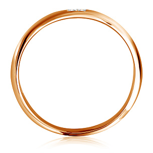 Кольцо обручальное из красного золота с бриллиантом