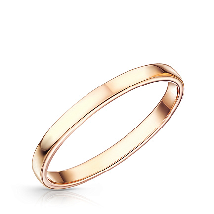 Кольцо обручальное гладкое из красного золота