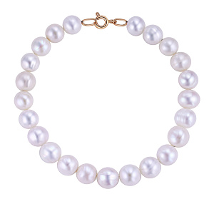 Браслет декоративный из красного золота с жемчугом