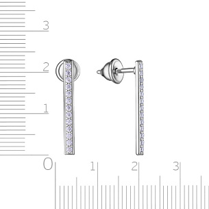 Серьги Пусеты из серебра с фианитом