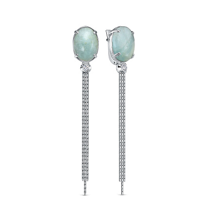 Серьги с английским замком из белого золота с бриллиантами