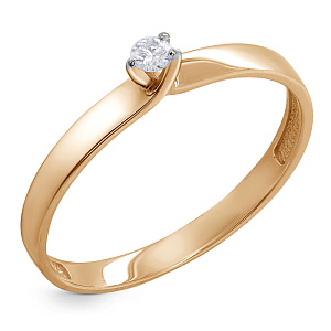 Кольцо помолвочное из красного золота с бриллиантом