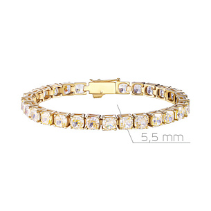 Браслет теннисный из серебра с фианитом и золочением