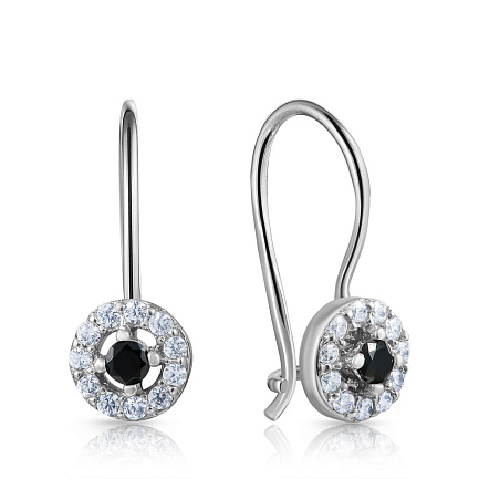 Серьги из серебра с фианитом