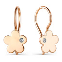 Серьги детские из красного золота с бриллиантами