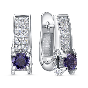 Серьги с английским замком из белого золота с бриллиантами