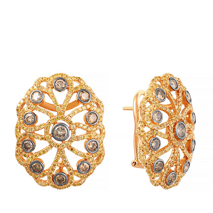 Серьги из красного золота с бриллиантами