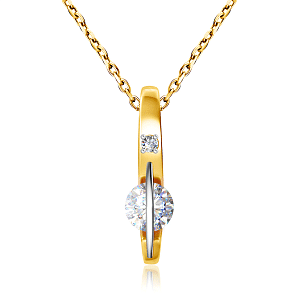 Колье из желтого золота с бриллиантами, плетение якорное