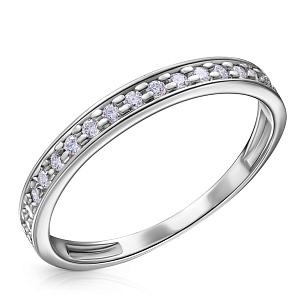 Кольцо обручальное из белого золота с бриллиантом