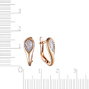 Серьги с английским замком из красного золота с фианитом