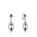 Серьги из белого золота с бриллиантами, сапфирами