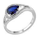 Кольцо из белого золота с бриллиантами, сапфиром