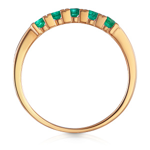 Кольцо из красного золота с изумрудами