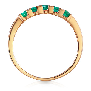 Кольцо из красного золота с изумрудами