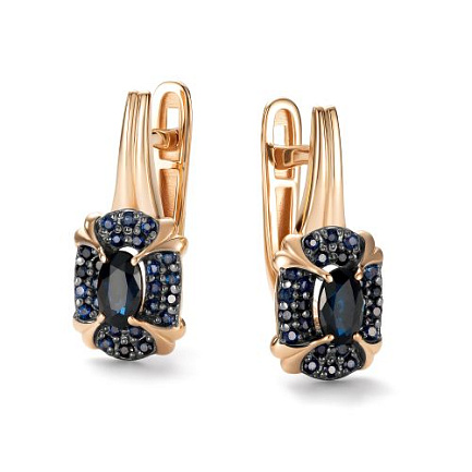 Серьги с английским замком из красного золота с сапфирами