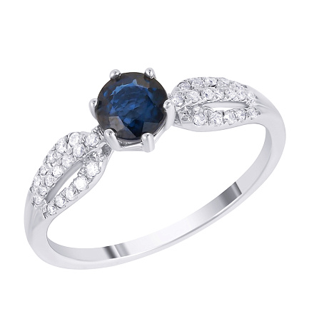 Кольцо помолвочное из белого золота с бриллиантами