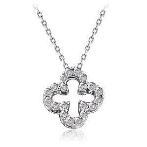 Колье из белого золота с бриллиантами, плетение якорное