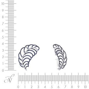 Серьги из белого золота с бриллиантами, сапфирами